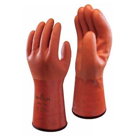 Showa 460 Chemical Resistant Gloves, Orange, L, 12 PK 460L